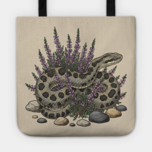 Adder Among Heather and Rocks Artwork Tote
