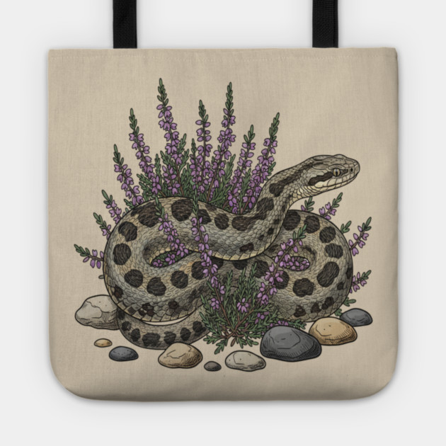 Adder Among Heather and Rocks Artwork Tote by BirdsnStuff