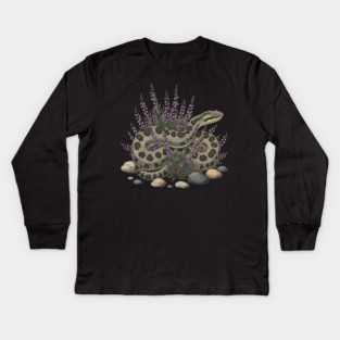 Adder Among Heather and Rocks Artwork Kids Long Sleeve T-Shirt