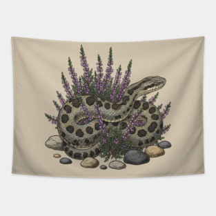 Adder Among Heather and Rocks Artwork Tapestry