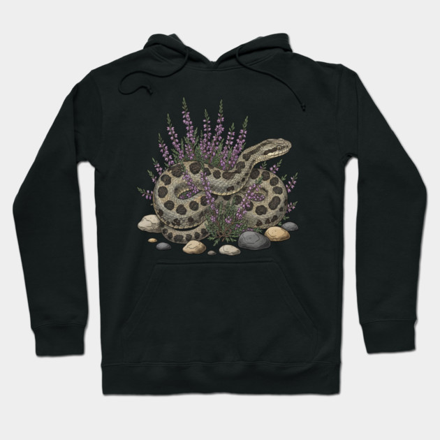 Adder Among Heather and Rocks Artwork Hoodie by BirdsnStuff