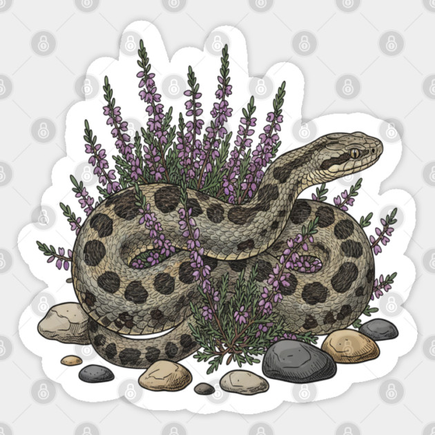 Adder Among Heather and Rocks Artwork Sticker by BirdsnStuff