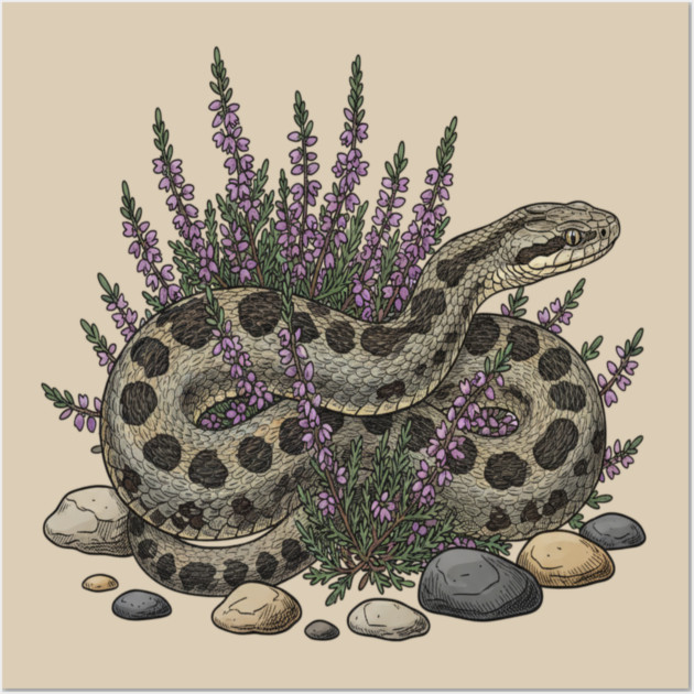 Adder Among Heather and Rocks Artwork Wall Art by BirdsnStuff