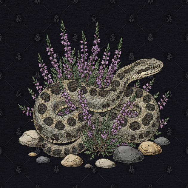 Adder Among Heather and Rocks Artwork by BirdsnStuff