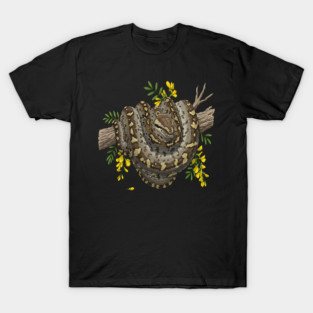 Majestic African Rock Python and Savanna Flowers T-Shirt