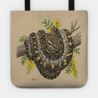 Majestic African Rock Python and Savanna Flowers Tote