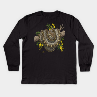 Majestic African Rock Python and Savanna Flowers Kids Long Sleeve T-Shirt