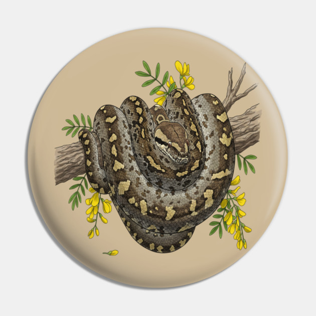 Majestic African Rock Python and Savanna Flowers Pin by BirdsnStuff