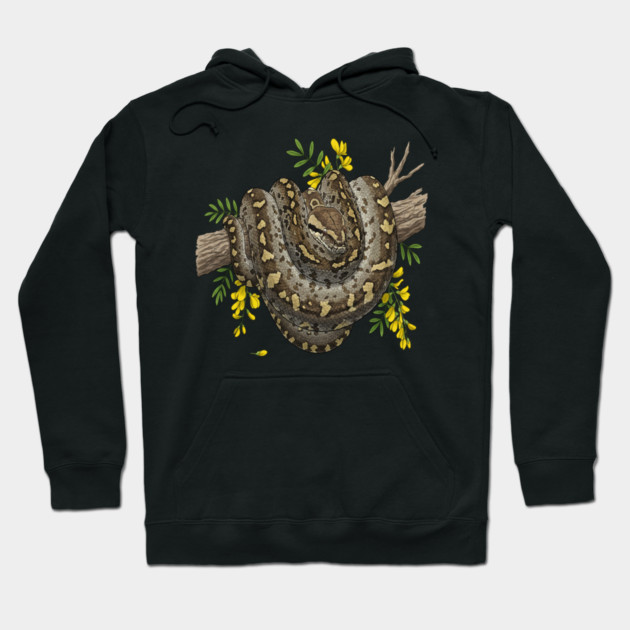Majestic African Rock Python and Savanna Flowers Hoodie by BirdsnStuff