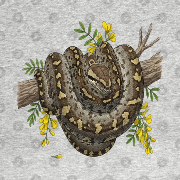 Majestic African Rock Python and Savanna Flowers by BirdsnStuff