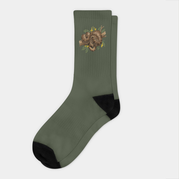 African Rock Python with Blossoms Socks by BirdsnStuff