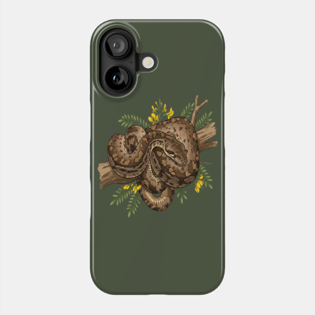 African Rock Python with Blossoms Phone Case by BirdsnStuff