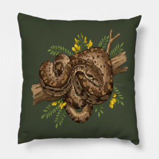 African Rock Python with Blossoms Pillow