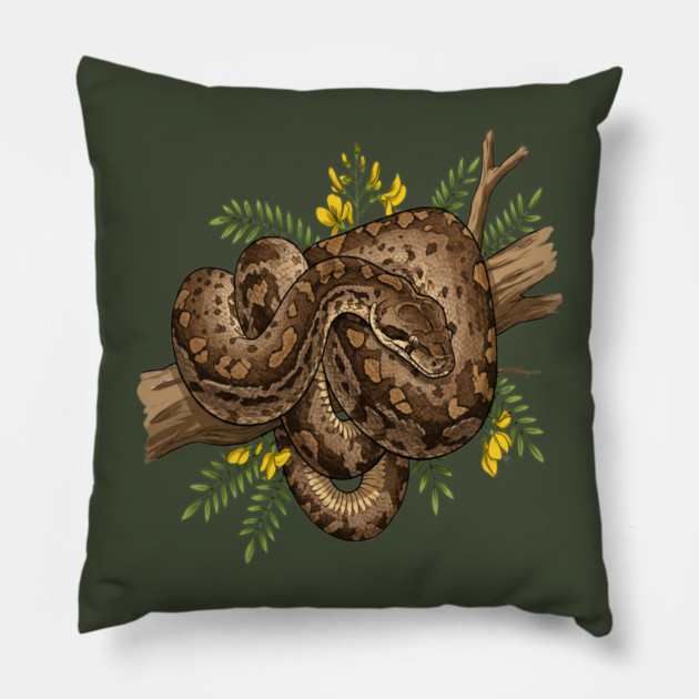 African Rock Python with Blossoms Pillow by BirdsnStuff