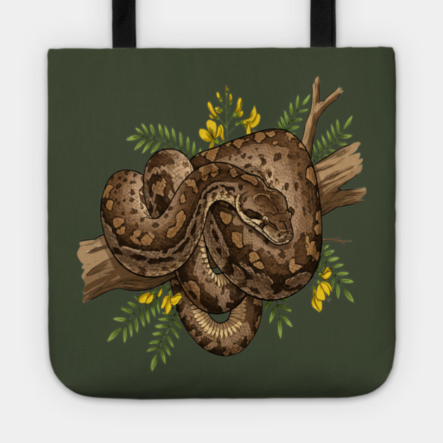 African Rock Python with Blossoms Tote by BirdsnStuff
