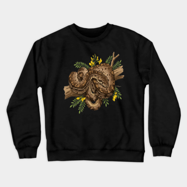 African Rock Python with Blossoms Crewneck Sweatshirt by BirdsnStuff
