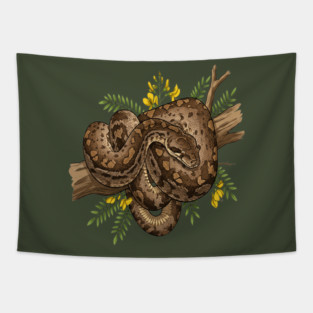 African Rock Python with Blossoms Tapestry