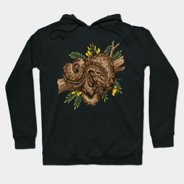African Rock Python with Blossoms Hoodie by BirdsnStuff