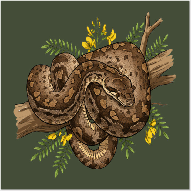 African Rock Python with Blossoms Wall Art by BirdsnStuff