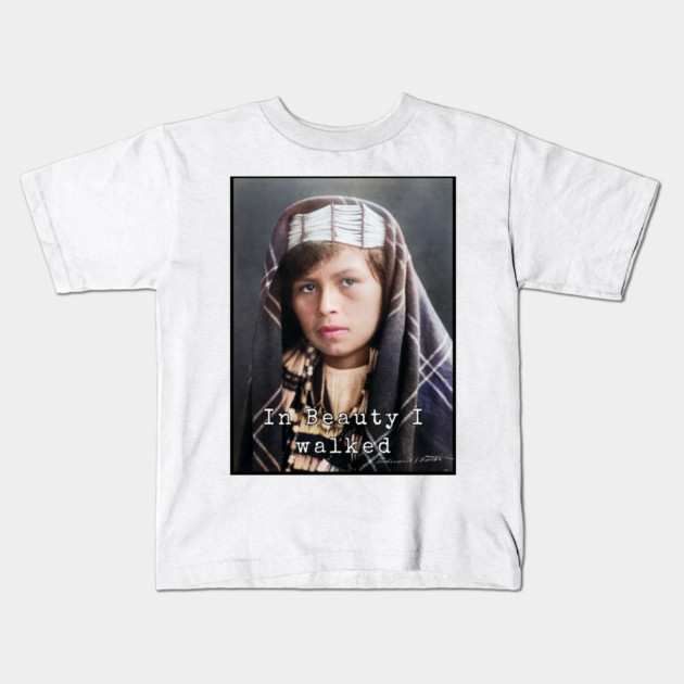 Edward Curtis In Beauty I Walked Photo Collection Kids T-Shirt by Art2Wear