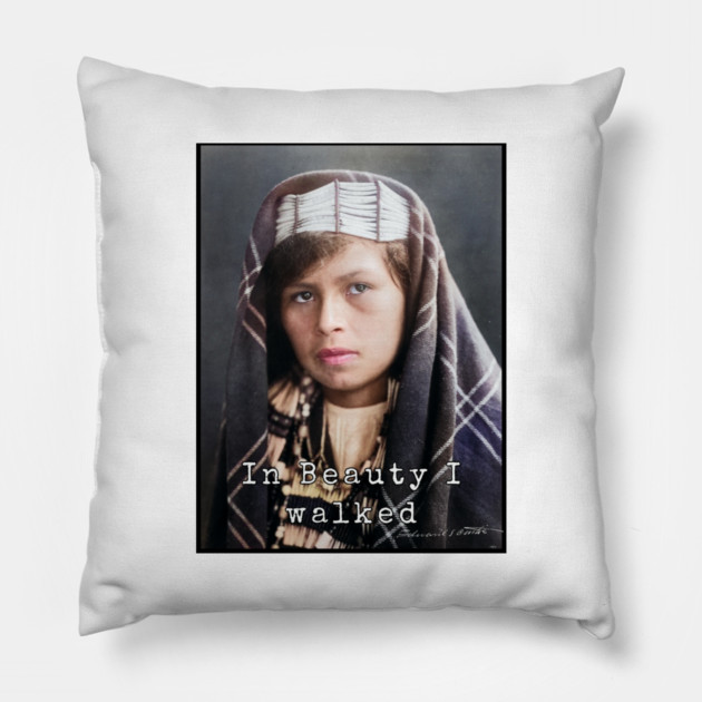 Edward Curtis In Beauty I Walked Photo Collection Pillow by Art2Wear