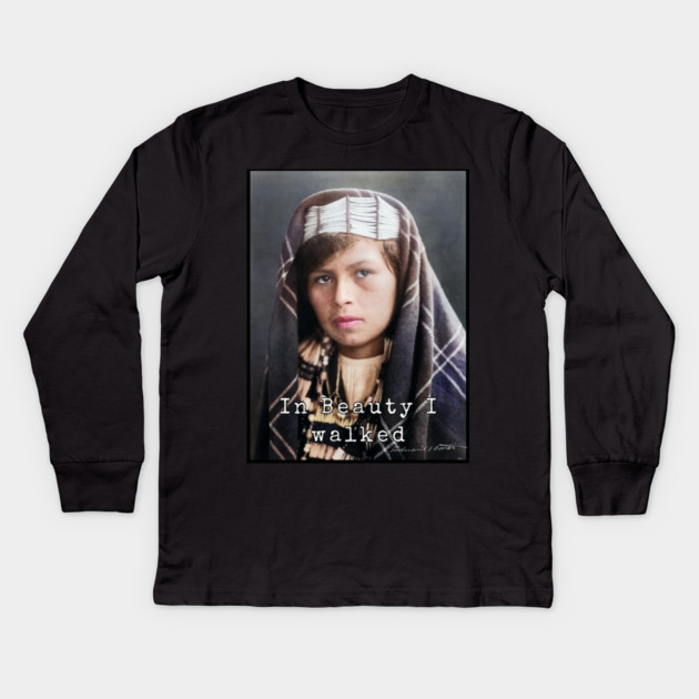 Edward Curtis In Beauty I Walked Photo Collection Kids Long Sleeve T-Shirt by Art2Wear