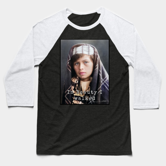 Edward Curtis In Beauty I Walked Photo Collection Baseball T-Shirt by Art2Wear