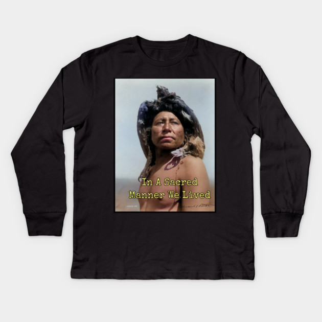Edward Curtis Native American Photo, In Beauty, Kids Long Sleeve T-Shirt by Art2Wear
