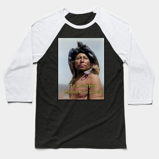 Edward Curtis Native American Photo, In Beauty, Baseball T-Shirt by Art2Wear