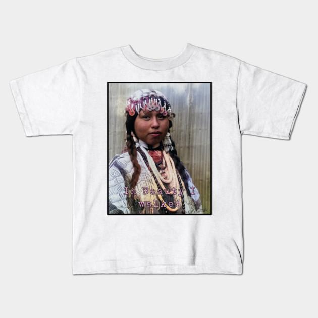 Edward Curtis In Beauty I Walked Photo Art Kids T-Shirt by Art2Wear