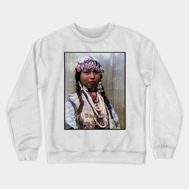 Edward Curtis In Beauty I Walked Photo Art Crewneck Sweatshirt by Art2Wear