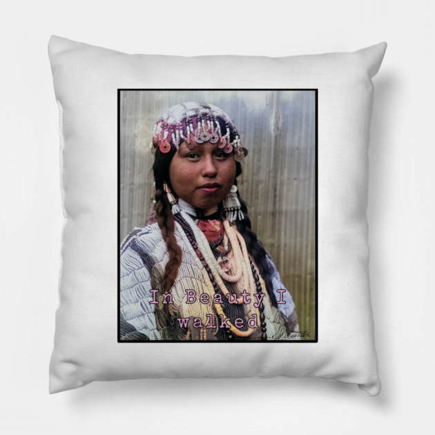 Edward Curtis In Beauty I Walked Photo Art Pillow by Art2Wear