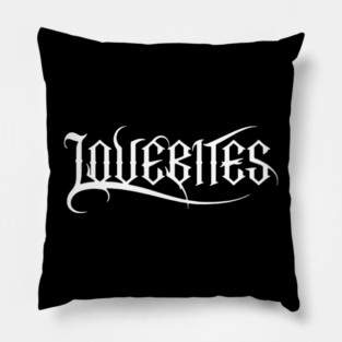LOVEBITES Official Logo Gothic Power Metal Font Black and White Pillow