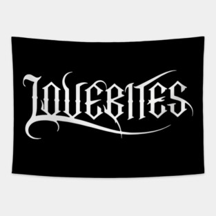 LOVEBITES Official Logo Gothic Power Metal Font Black and White Tapestry