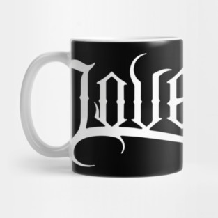 LOVEBITES Official Logo Gothic Power Metal Font Black and White Mug