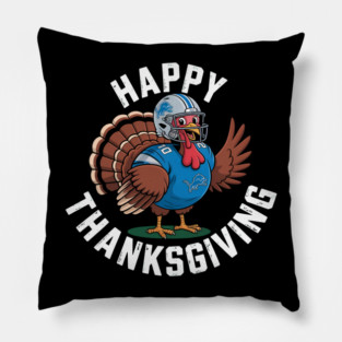 Detroit Lions Happy Thanksgiving Pillow
