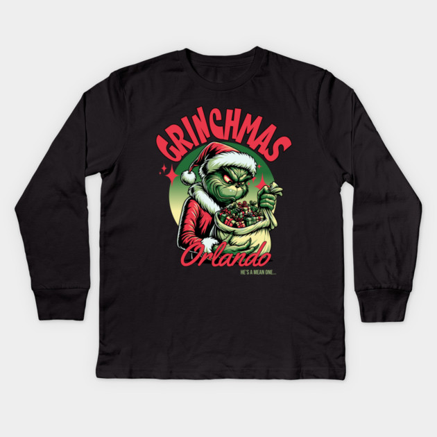 Grinchmas Christmas Party Orlando Florida Kids Long Sleeve T-Shirt by Joaddo