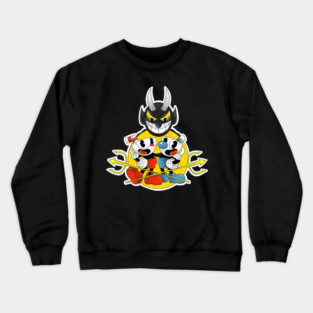cuphead and mugman and the devil Crewneck Sweatshirt