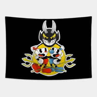 cuphead and mugman and the devil Tapestry