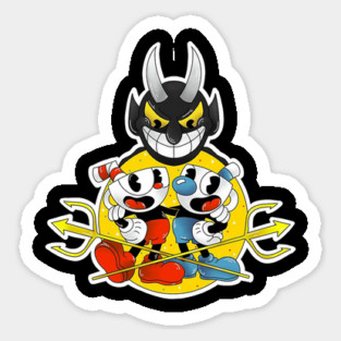 cuphead and mugman and the devil Sticker
