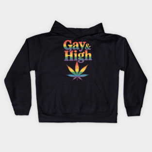 Gay & High Funny Marijuana LGBT Pride Weed Stoner Cannabis Kids Hoodie