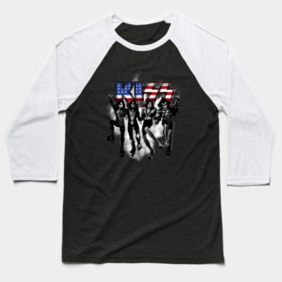 Kiss The Band - Destroyer black fog Usa Baseball T-Shirt