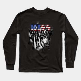 Kiss The Band - Destroyer black fog Usa Long Sleeve T-Shirt