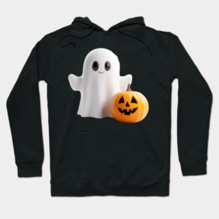 Halloween Ghost With Pumpkin Hoodie