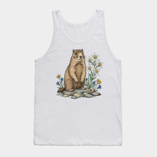 Alpine Marmot with Edelweiss Flowers Tank Top