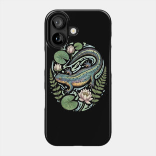 Alpine Newt with Water Lily Art Phone Case