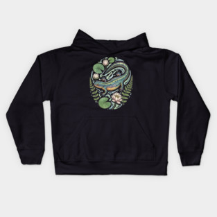 Alpine Newt with Water Lily Art Kids Hoodie