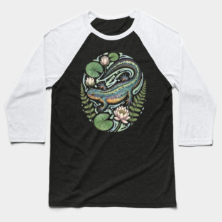 Alpine Newt with Water Lily Art Baseball T-Shirt