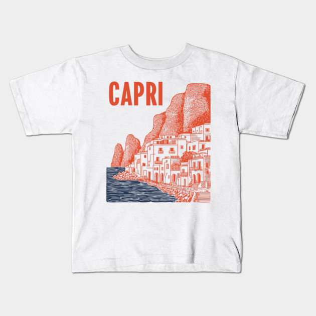 Capri Italy Vintage Travel Design Kids T-Shirt by TuncGK