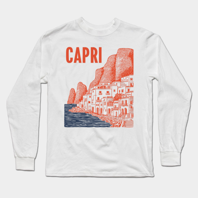Capri Italy Vintage Travel Design Long Sleeve T-Shirt by TuncGK